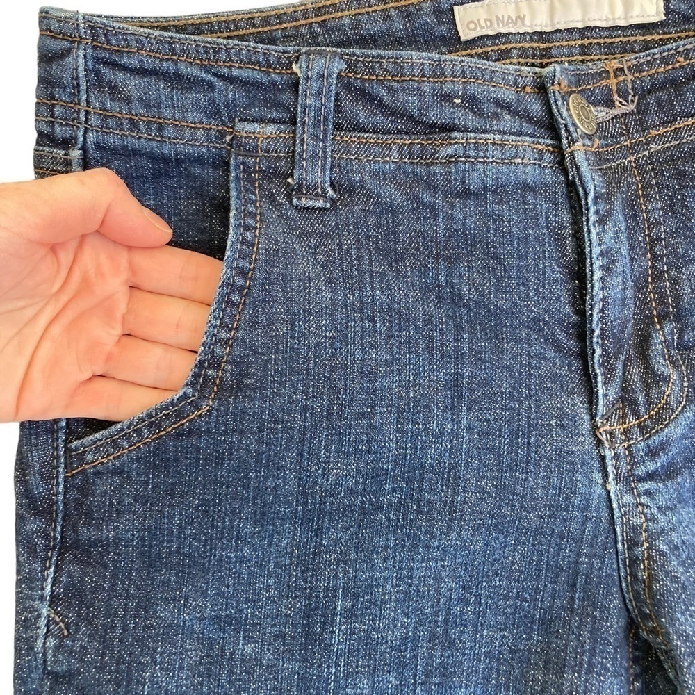 Old Navy Y2K Straight Leg Jeans Mid Rise Dark Wash Denim Side Pockets Size 4 - Picture 6 of 14